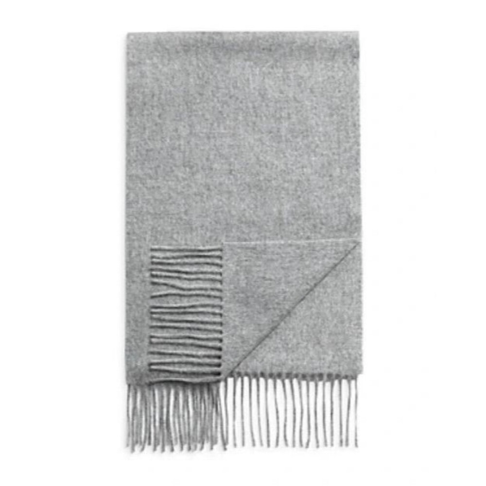 BLOOMINGDALES Mens Store Scarf Grey 100% Cashmere Fringe 64x10.5